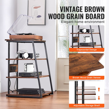 CSF-MS24301 - 4-Tier Vintage AV Media Stand with Cable Management