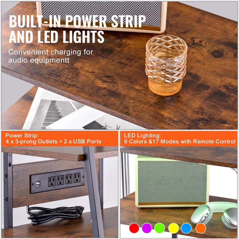 CSF-MS24301 - 4-Tier Vintage AV Media Stand with Cable Management