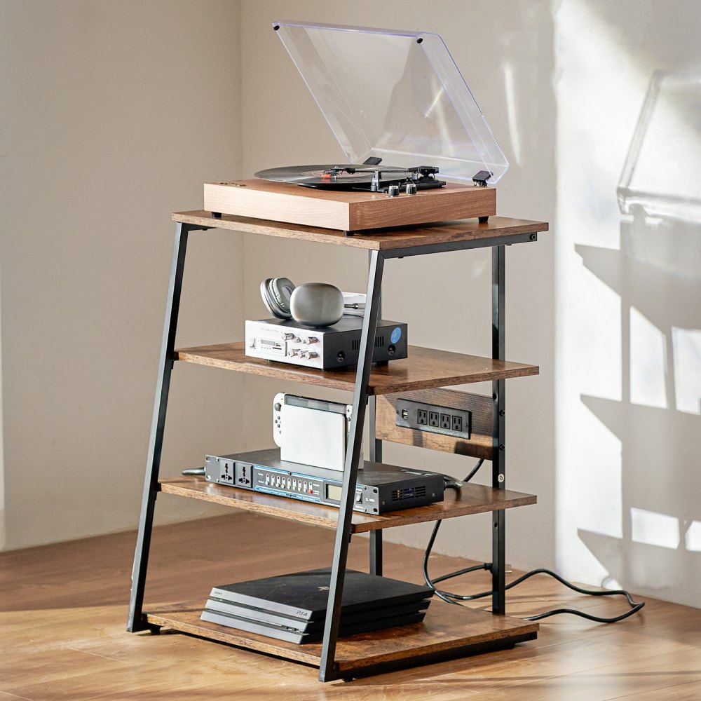 CSF-MS24301 - 4-Tier Vintage AV Media Stand with Cable Management
