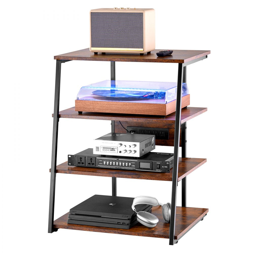 CSF-MS24301 - 4-Tier Vintage AV Media Stand with Cable Management