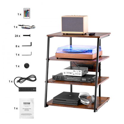 CSF-MS24301 - 4-Tier Vintage AV Media Stand with Cable Management