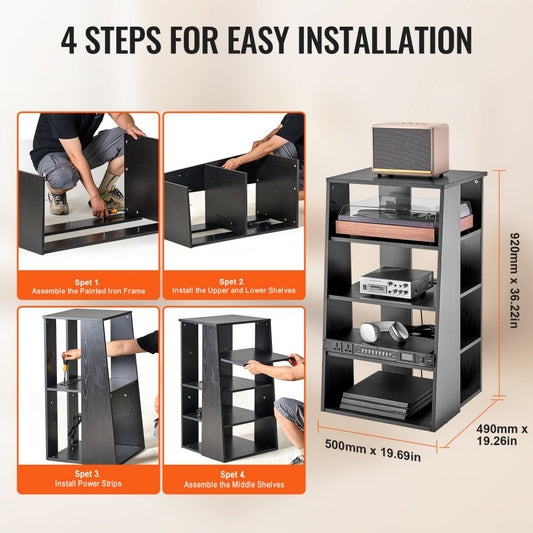 CSF-MS24306 - 5-Tier Media Stand with Adjustable Shelves and Cable Management