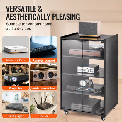 CSF-MS24304 - 5-Tier AV Stand with Wheels & Adjustable Shelves