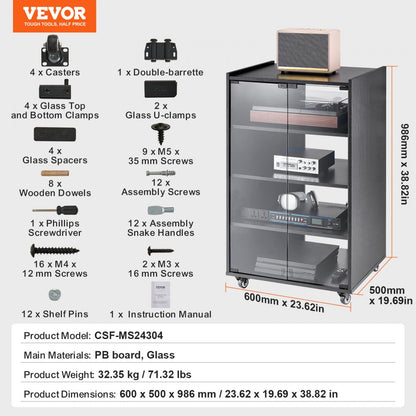 CSF-MS24304 - 5-Tier AV Stand with Wheels & Adjustable Shelves