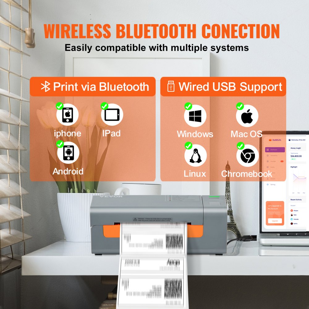 010638821331 - Wireless Bluetooth Thermal Label Printer for Efficient Labeling