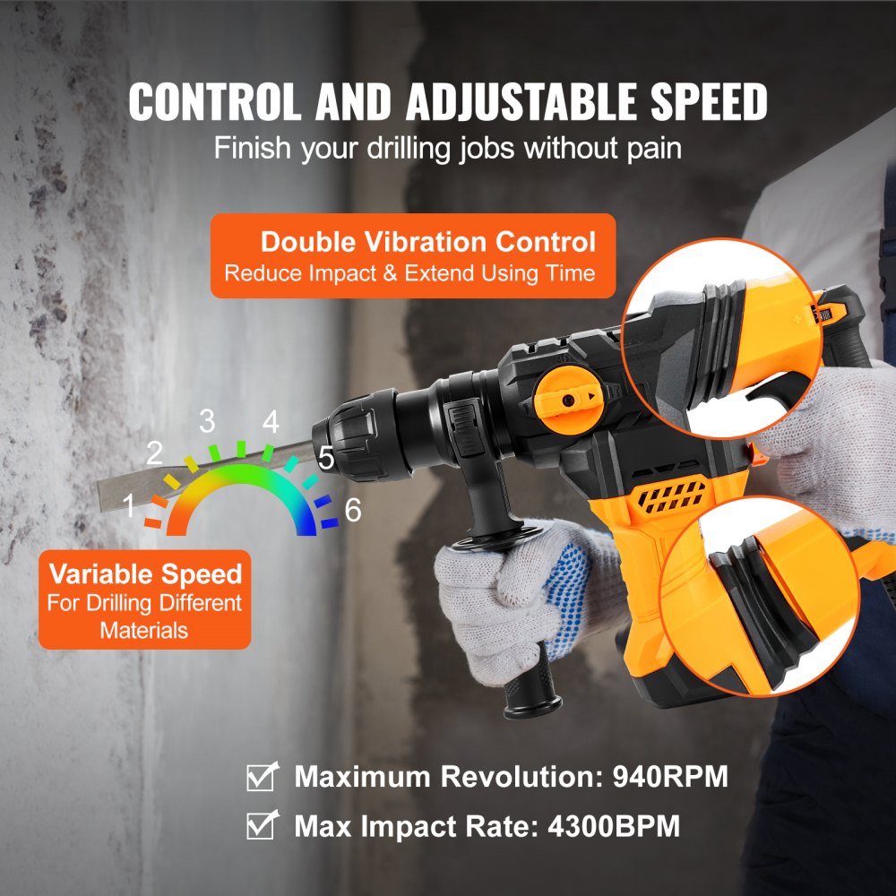 Z1C-DS-32HE - 1-1/4" Rotary Hammer Drill with 4 Modes and Accessories