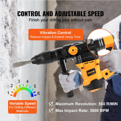 Z1C-DS-42KS - Powerful 1-9/16" Rotary Hammer Drill with SDS-MAX and Accessories
