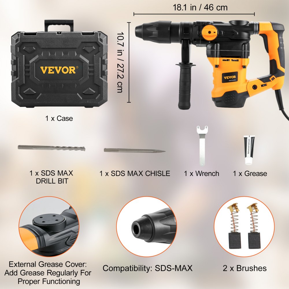 Z1C-DS-42KS - Powerful 1-9/16" Rotary Hammer Drill with SDS-MAX and Accessories