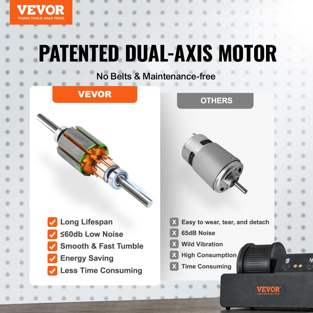 KD-C3021 - VEVOR 3lb Rock Tumbler Kit with Speed Control & Gemstones