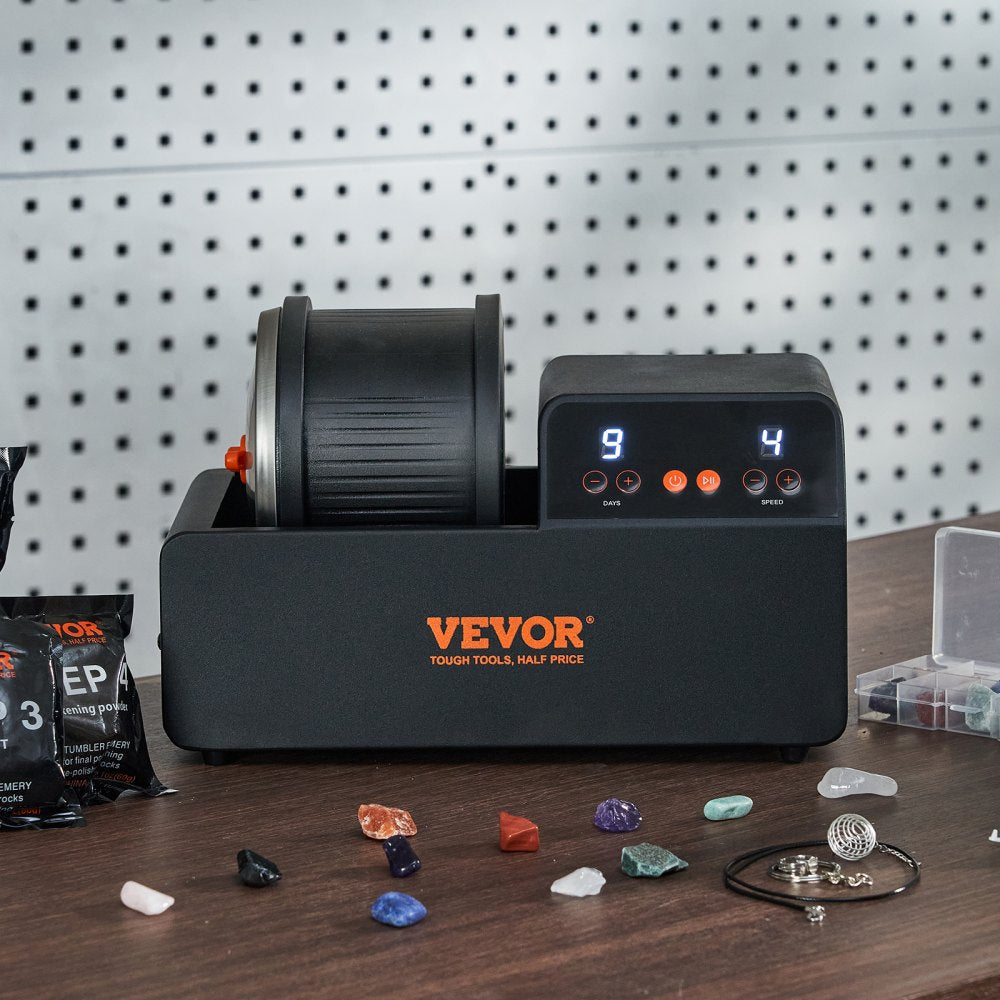 KD-C3021 - VEVOR 3lb Rock Tumbler Kit with Speed Control & Gemstones
