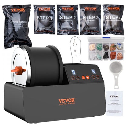 KD-C3021 - VEVOR 3lb Rock Tumbler Kit with Speed Control & Gemstones