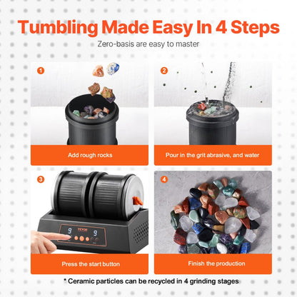 KD-C8021(US) - 9-Speed Quiet Rock Tumbler Kit with Safety Features
