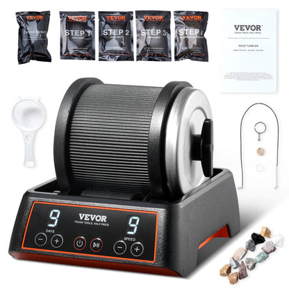 KD-C1011 - 35dB Rock Tumbler Kit with 9 Speed Settings and Safety Features