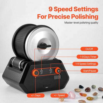 KD-C3011 - Quiet Rock Tumbler Kit with Adjustable Speeds and Jewelry Tools