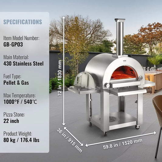 GB-GPO3 - 22-Inch Outdoor Pizza Oven, Bake in 90 Seconds, Portable Design
