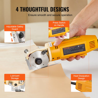 RS-70 - 170W VEVOR Rotary Fabric Cutter, Cuts 1" Thick Material