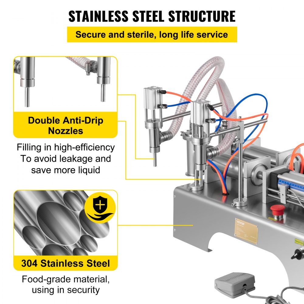 Liquid Filler 50-500 ml - High-Speed Pneumatic Filling Machine for Liquids & Pastes