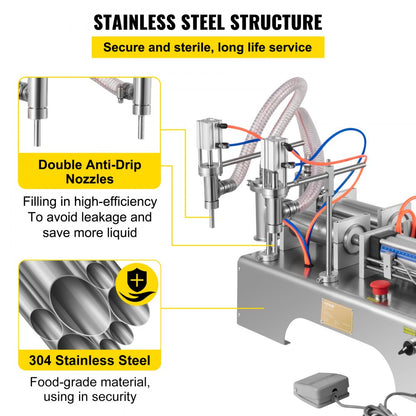 Liquid Filler 50-500 ml - High-Speed Pneumatic Filling Machine for Liquids & Pastes