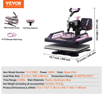 TL-FY8001 - 12x15 Heat Press Machine for T-Shirts, Mugs & Hats