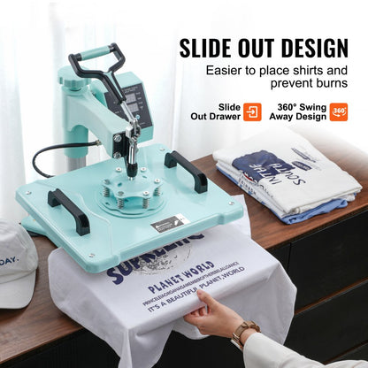SJY-H12151M - 12x15" VEVOR 5-in-1 Heat Press for T-Shirts & Mugs
