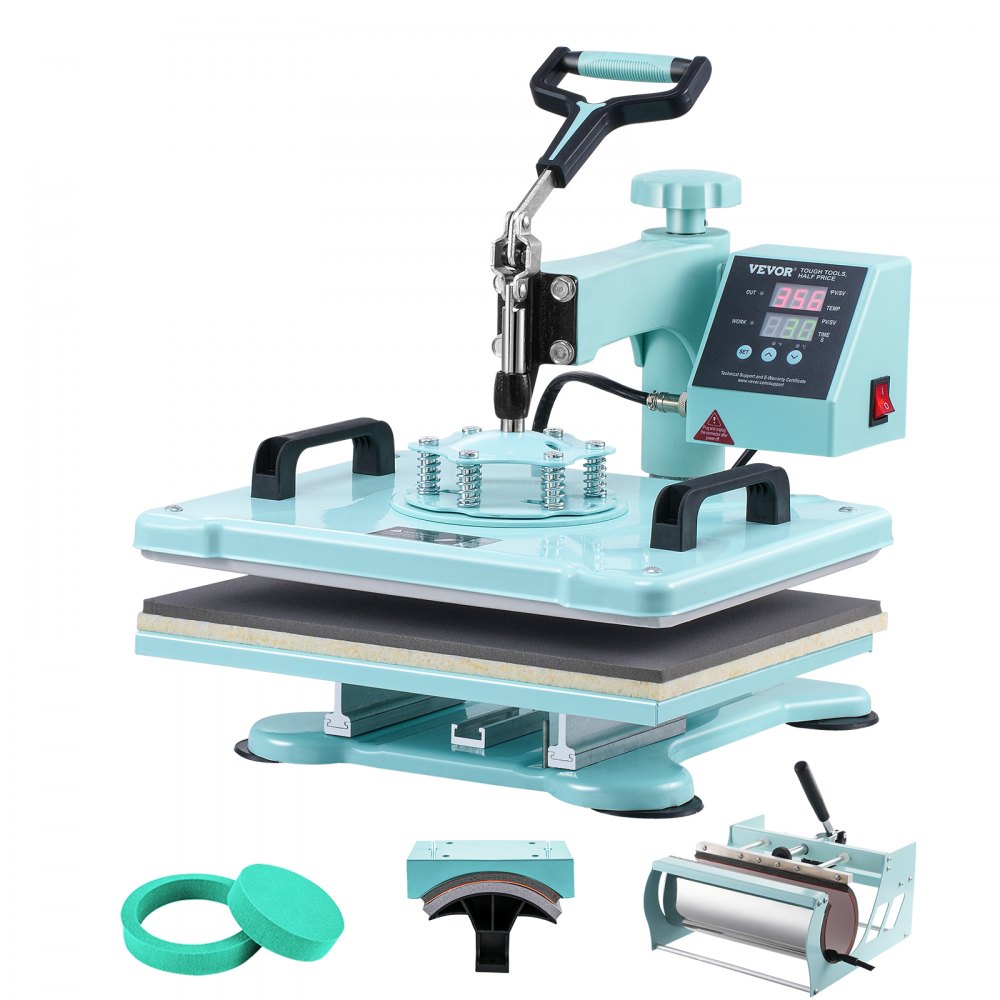SJY-H12151M - 12x15" VEVOR 5-in-1 Heat Press for T-Shirts & Mugs