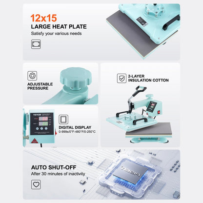 SJY-H12151M - 12x15 VEVOR 8-in-1 Heat Press & 30oz Tumbler Attachments