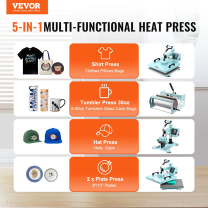 SJY-H15151M - 5-in-1 Heat Press Machine for T-Shirts, Mugs & More
