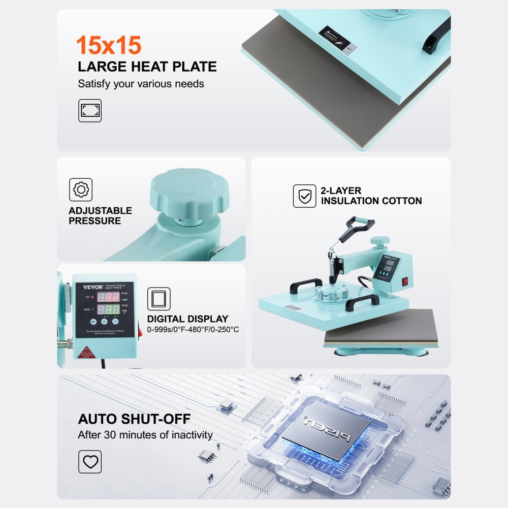 SJY-H15151M - 5-in-1 Heat Press Machine for T-Shirts, Mugs & More