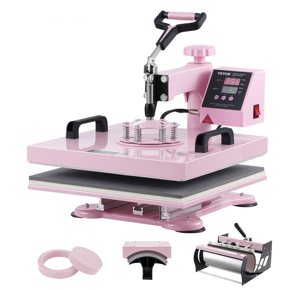 SJY-H15151M - 5-in-1 15x15 Heat Press with 30oz Tumbler Attachment