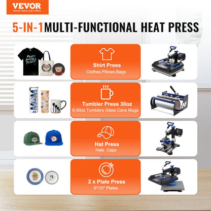 SJY-H15151P - Versatile 15x15 Heat Press Machine with 5 Attachments