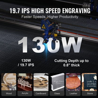 KH1490 - 130W CO2 Laser Engraver for Wood & Acrylic, 35 x 55 in