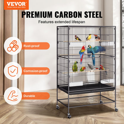 BSL-52YW - 52" Wrought Iron Bird Cage for Parrots and Macaws with Easy Setup
