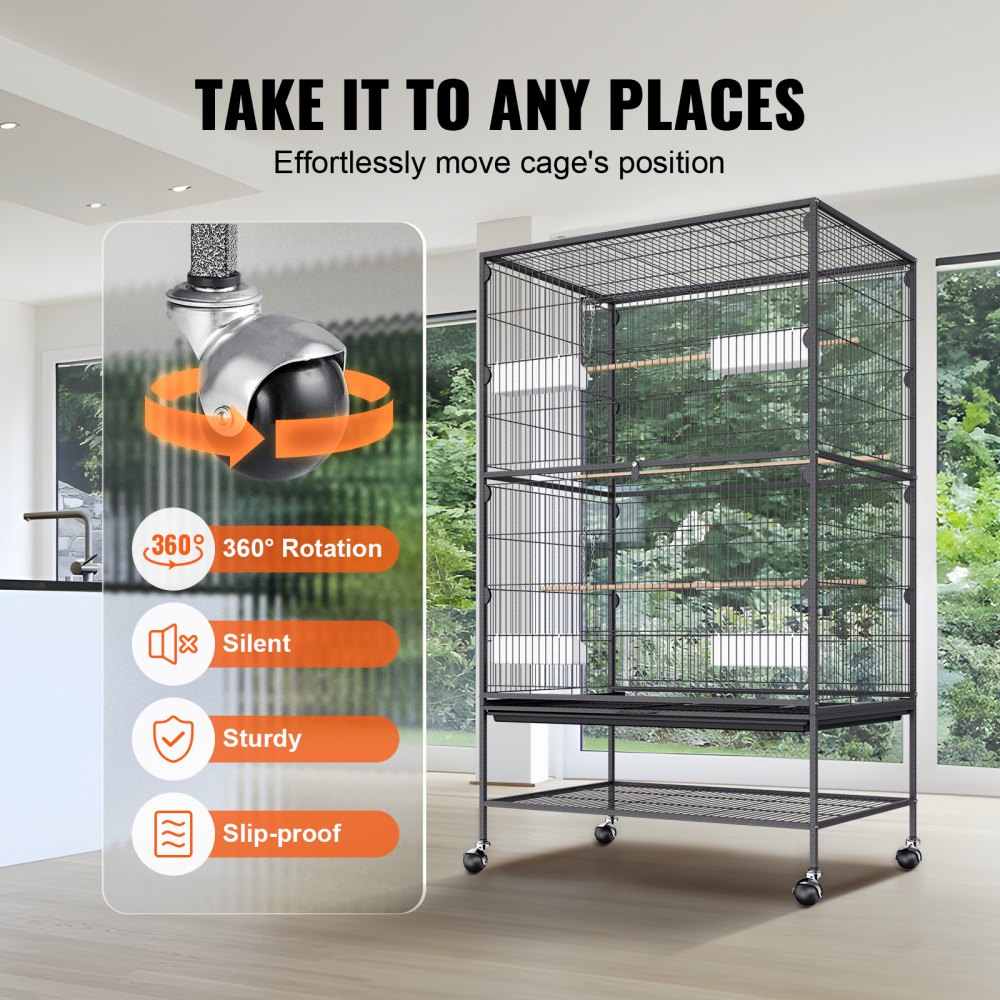 BSL-52YW - 52" Wrought Iron Bird Cage for Parrots and Macaws with Easy Setup