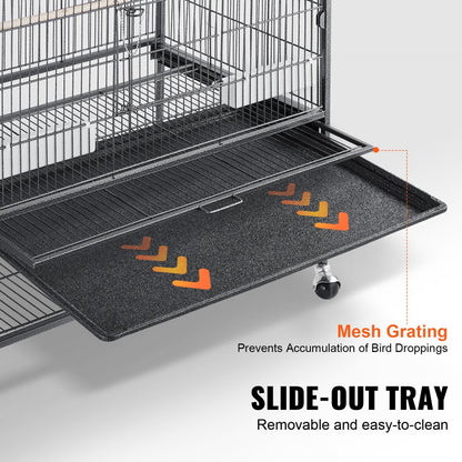 BSL-52YW - 52" Wrought Iron Bird Cage for Parrots and Macaws with Easy Setup