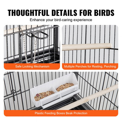 BSL-52YW - 52" Wrought Iron Bird Cage for Parrots and Macaws with Easy Setup