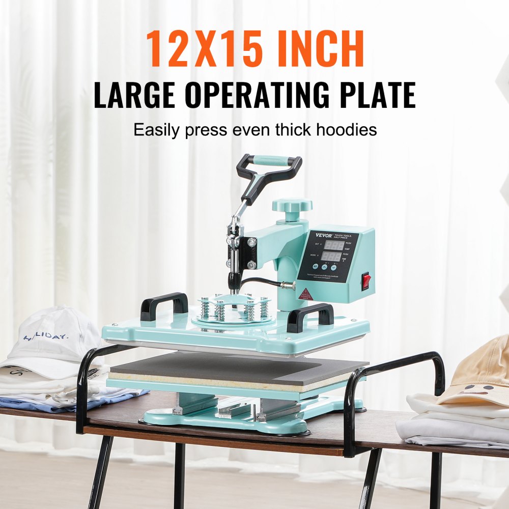 SJY-H12151M - 2-in-1 Heat Press Machine for T-Shirts & Hats