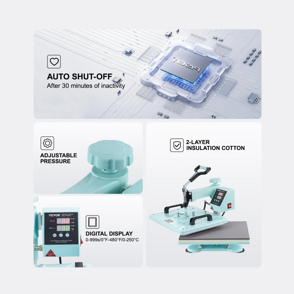 SJY-H12151M - 2-in-1 Heat Press Machine for T-Shirts & Hats