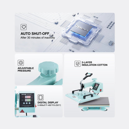 SJY-H12151M - 2-in-1 Heat Press Machine for T-Shirts & Hats