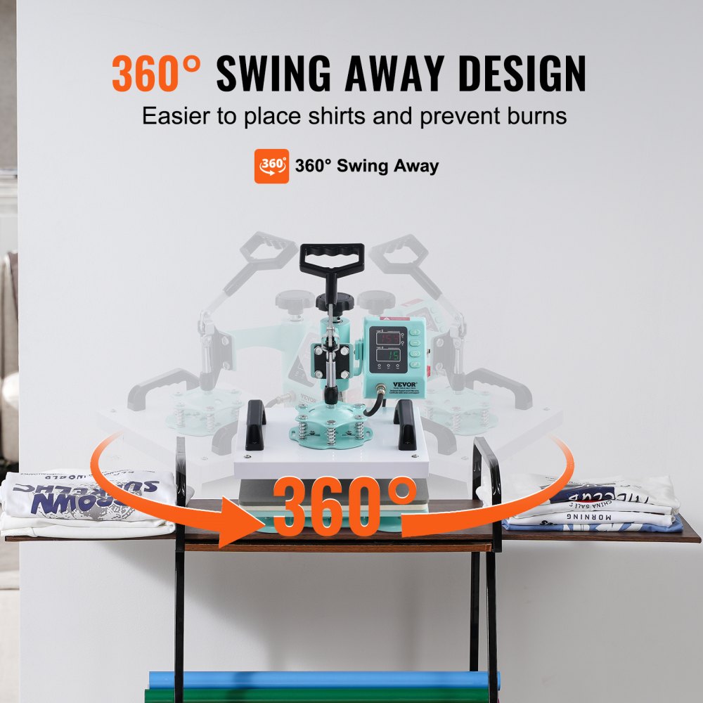 TL-FY5000 - 12"x10" VEVOR Heat Press with Swing Arm & Dual Tube Heating