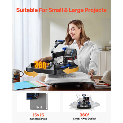 ZHJ-38B - 8 In 1 15x15" Heat Press with Safety Features