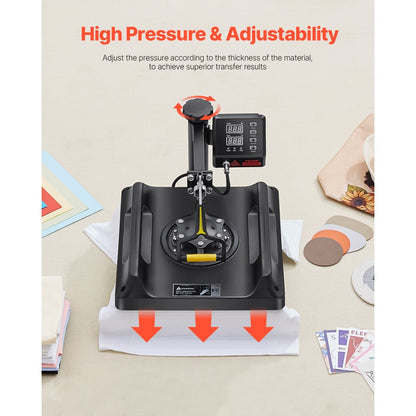 ZHJ-38B - 15" x 15" 8-in-1 Heat Press Machine with Dual-Screen Display