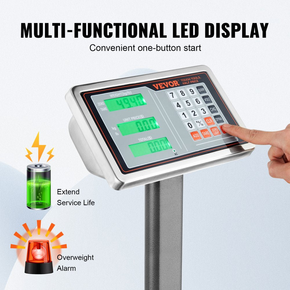 VVYTSYSC - 660 lbs Digital Platform Scale with LED Display & 0.1 lb Accuracy
