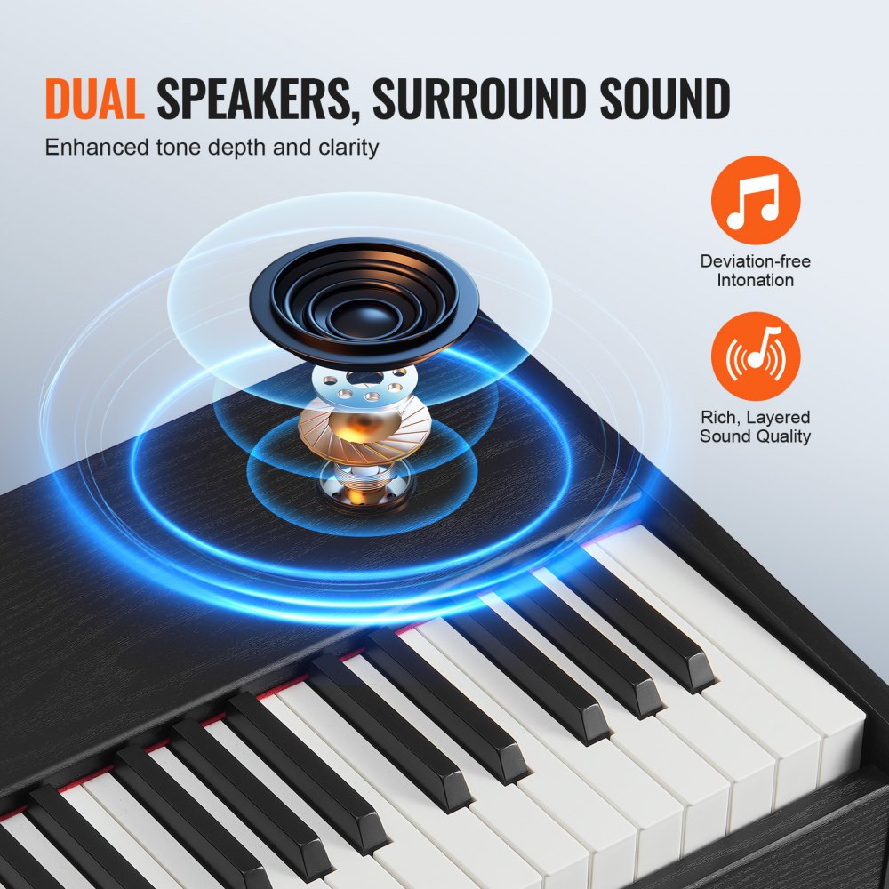 886 - VEVOR 88 Key Digital Piano with Dual Keyboard & Bluetooth