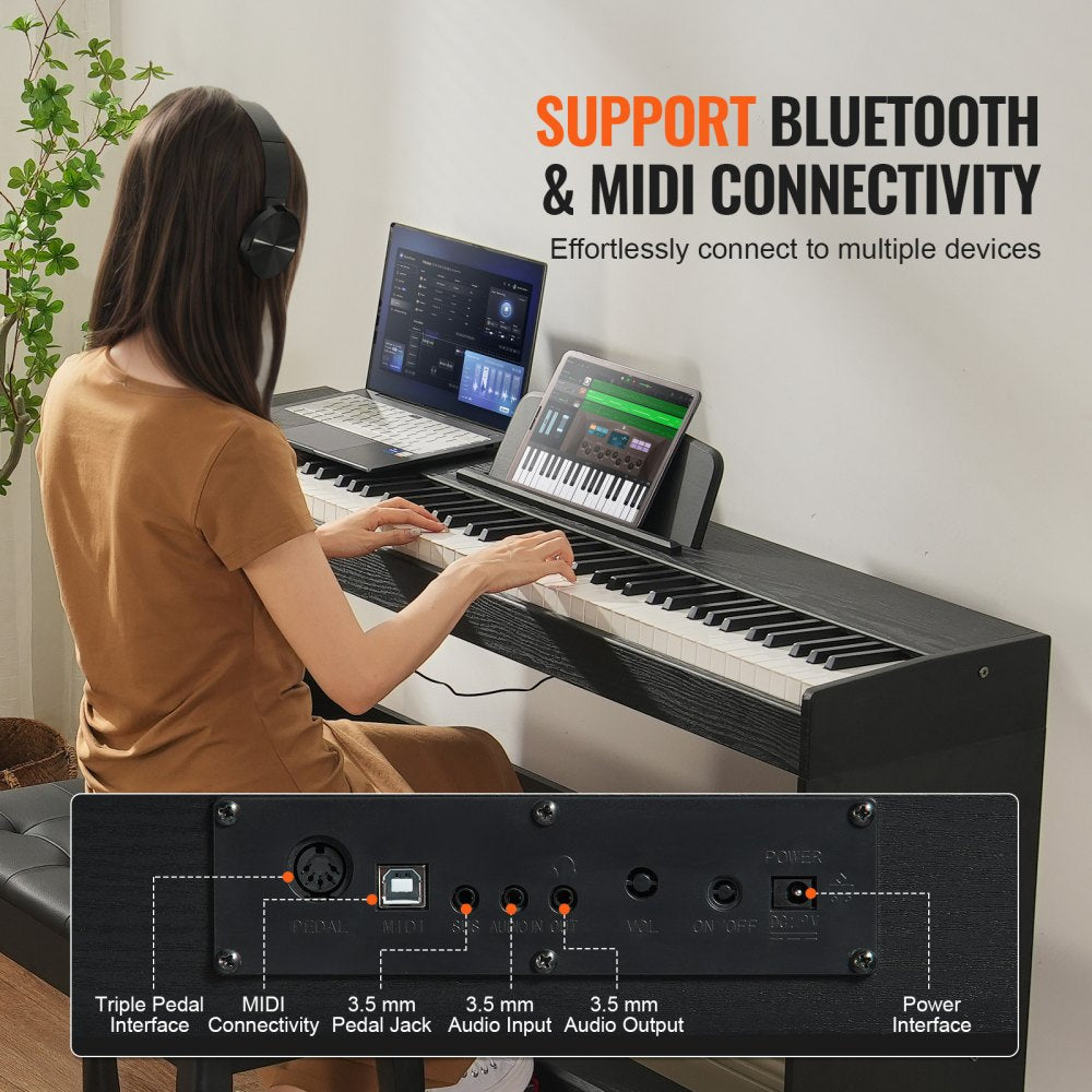 886 - VEVOR 88 Key Digital Piano with Dual Keyboard & Bluetooth