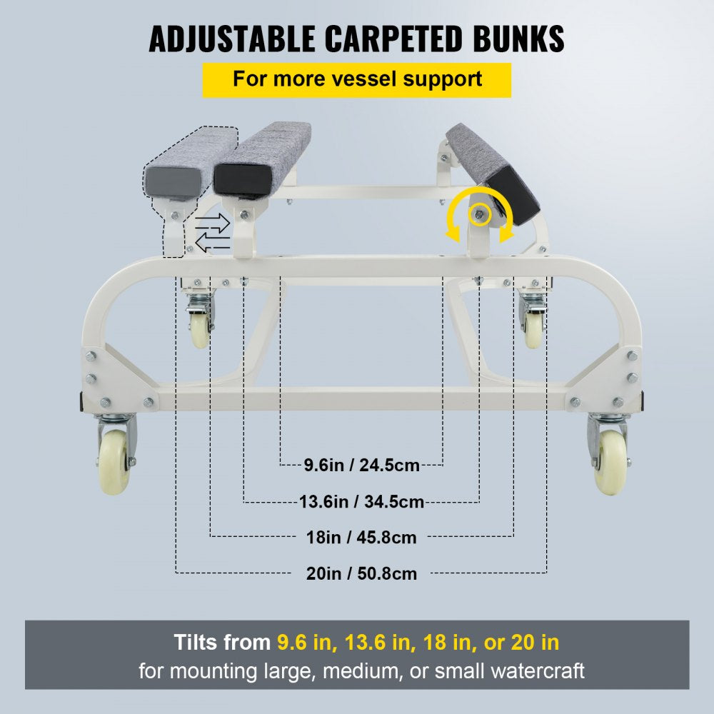 VV-CS-T344819 - 1000 LBS Jet Ski Dolly with Adjustable Carpeted Bunks