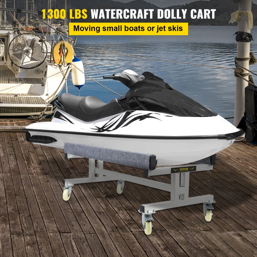 VV-CS-T254819 - Adjustable Jet Ski Dolly with 1300 lbs Capacity and Dual Brakes