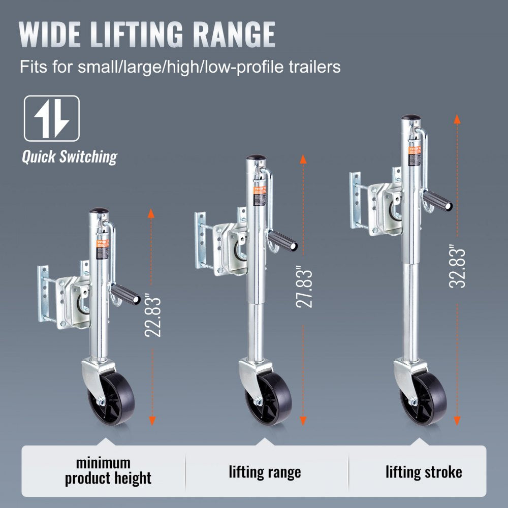 MJ-1001B - Heavy-Duty Trailer Jack for Trailers, Adjustable 32.8 in Lift