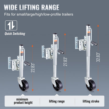 MJ-1001B - Heavy-Duty Trailer Jack for Trailers, Adjustable 32.8 in Lift
