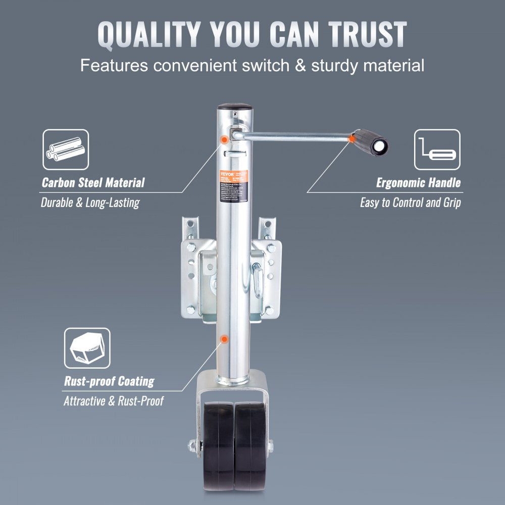 MJ-1500B-DWJ - 35.3 in Heavy-Duty Trailer Jack with PP Wheels 1500 lb Capacity