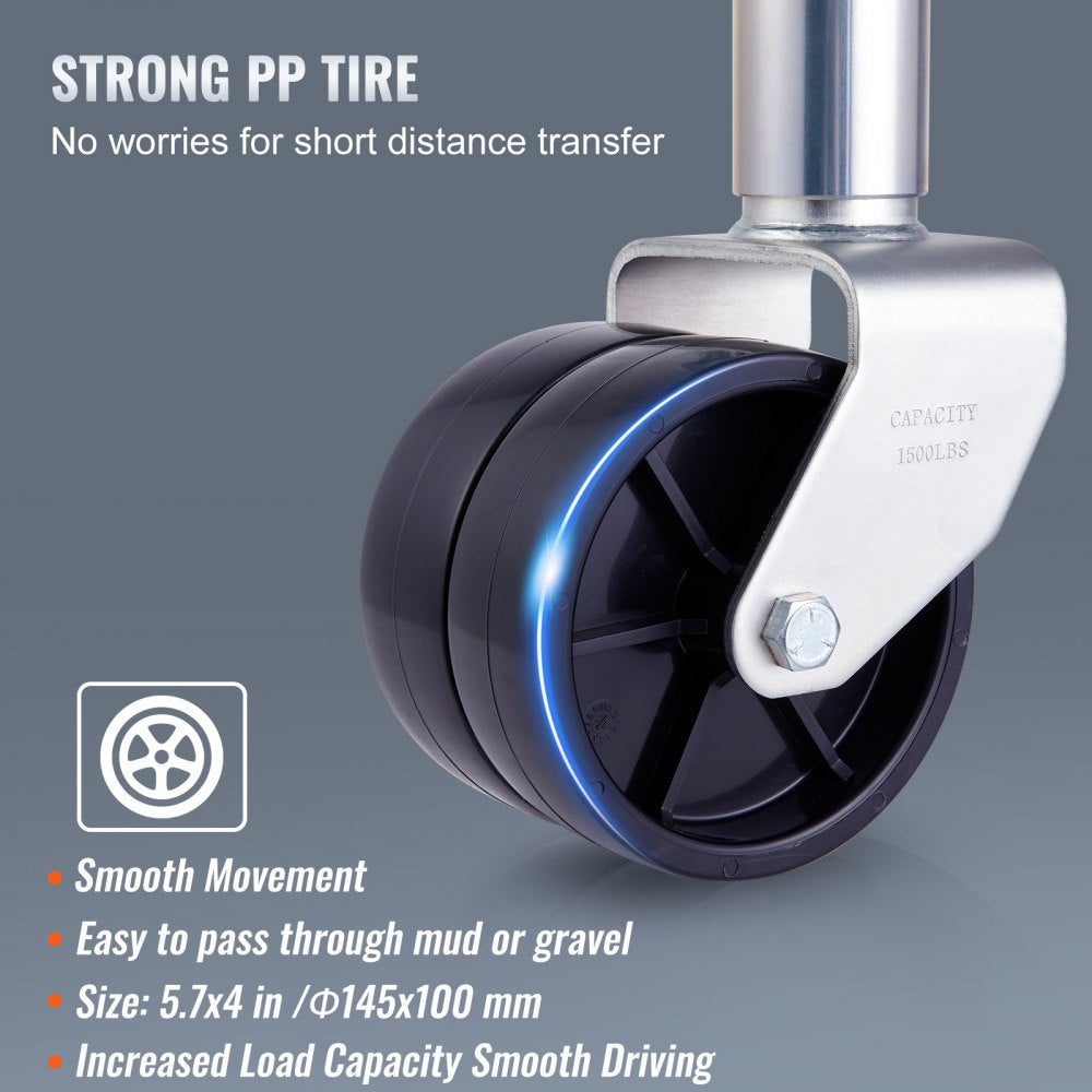 MJ-1500B-DWJ - 35.3 in Heavy-Duty Trailer Jack with PP Wheels 1500 lb Capacity